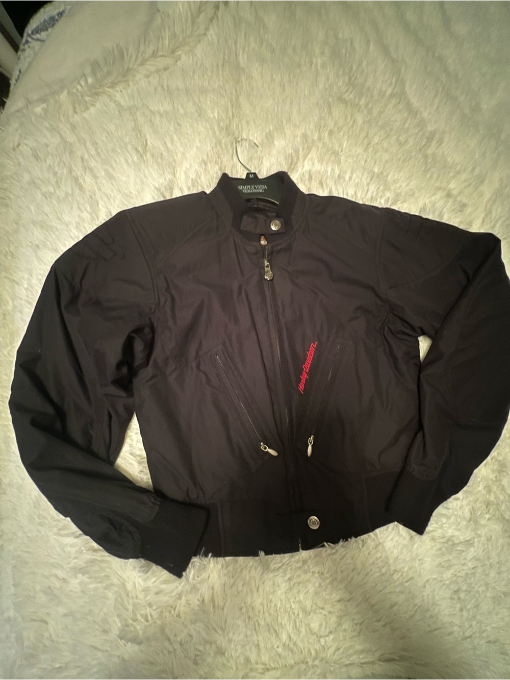 Black Lightweight Zip-Up Jacket with Red Accent - Women’s